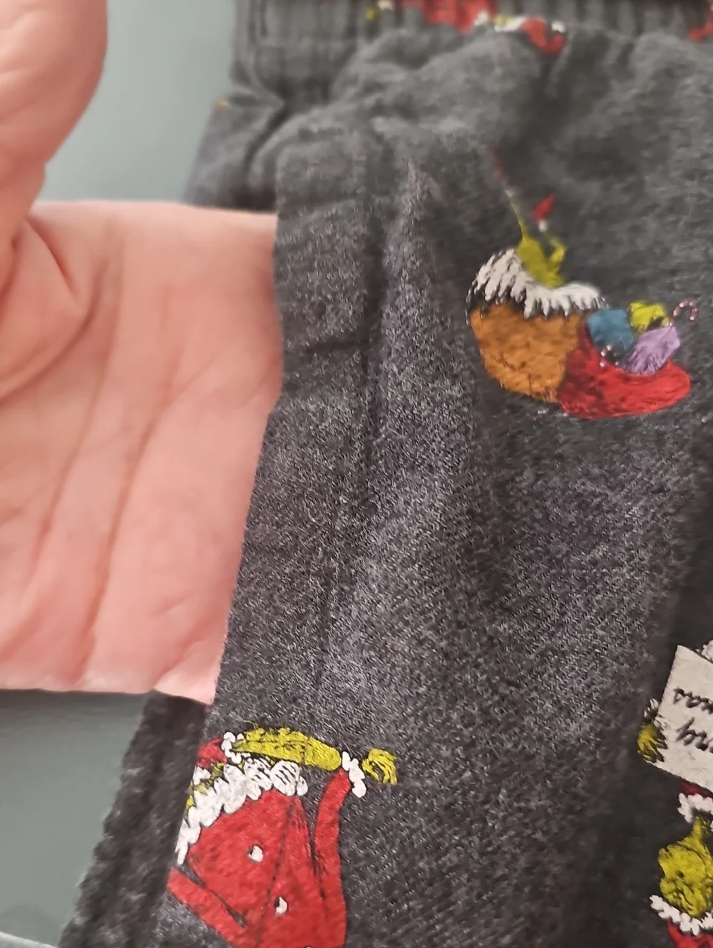 American Eagle Gray Novelty Lounge Pants with Colorful Scrooge Christmas. Meduim